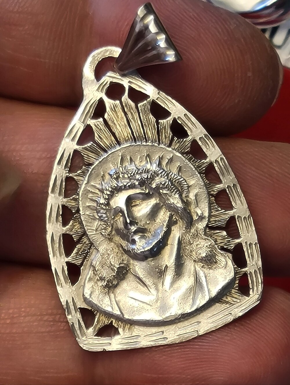 Vintage 12K White Gold Jesus Medallion Pendant • Crafted in Italy • 6.60g